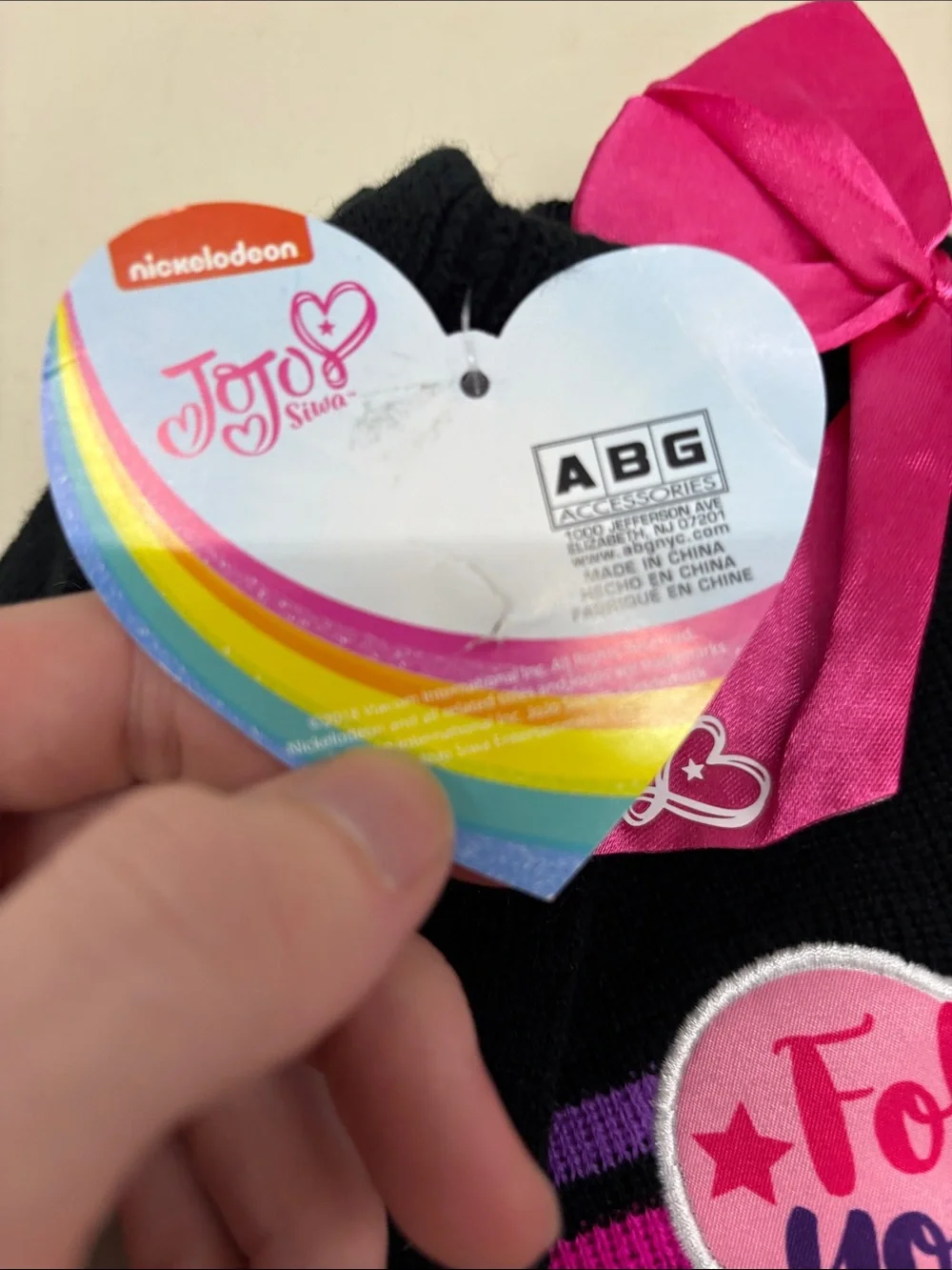 NWT Nickelodeon Black Knit Jojo Siwa Beanie set With Matching Black Gloves
